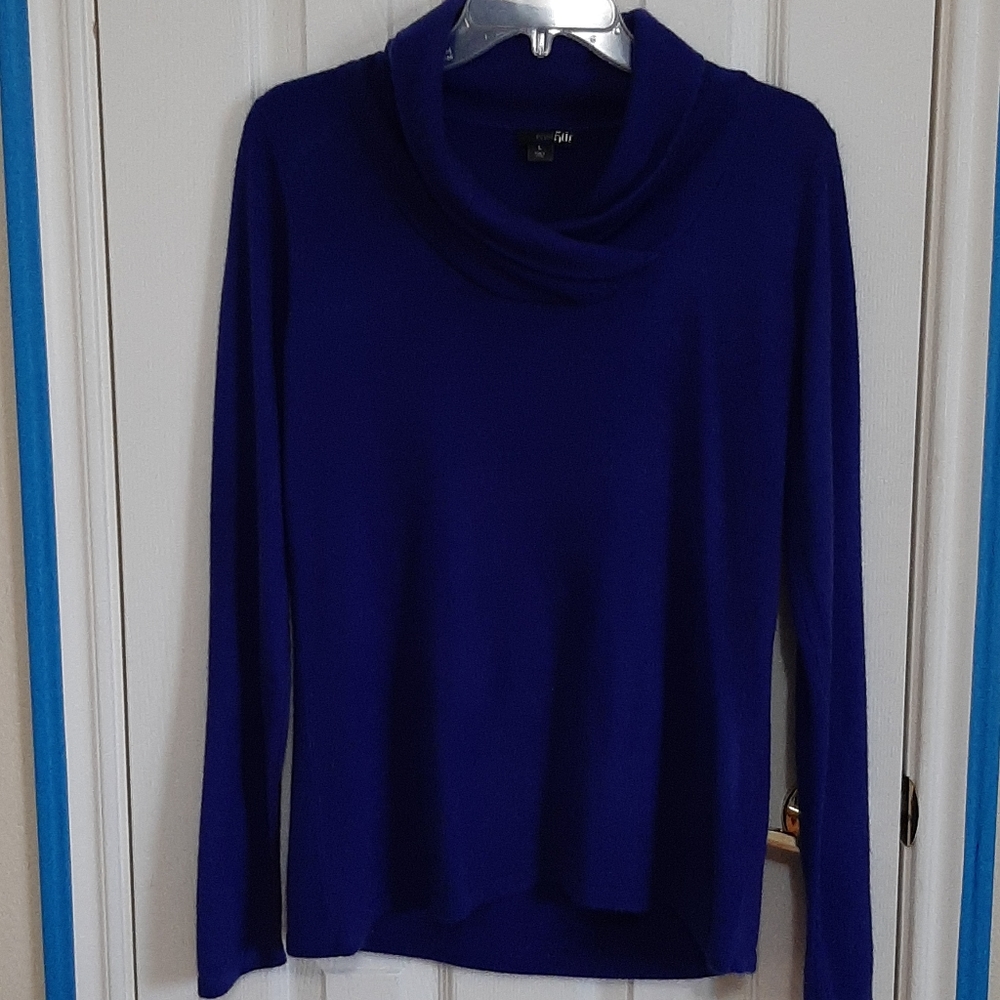 Blue cowl neck sweater